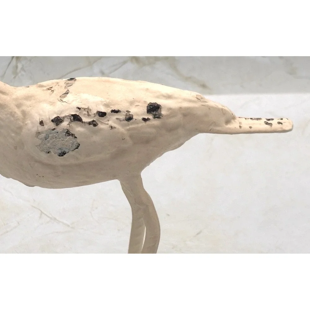 Urban Outfitters Cast‎ Iron Sandpiper Figurine Antique White Distressed 6